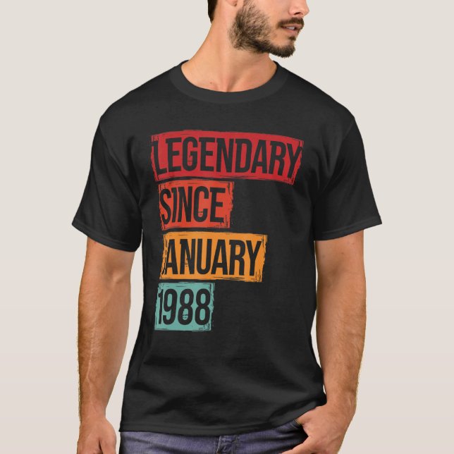 Camiseta Aniversário Legendário Desde Janeiro De 1988 (Frente)