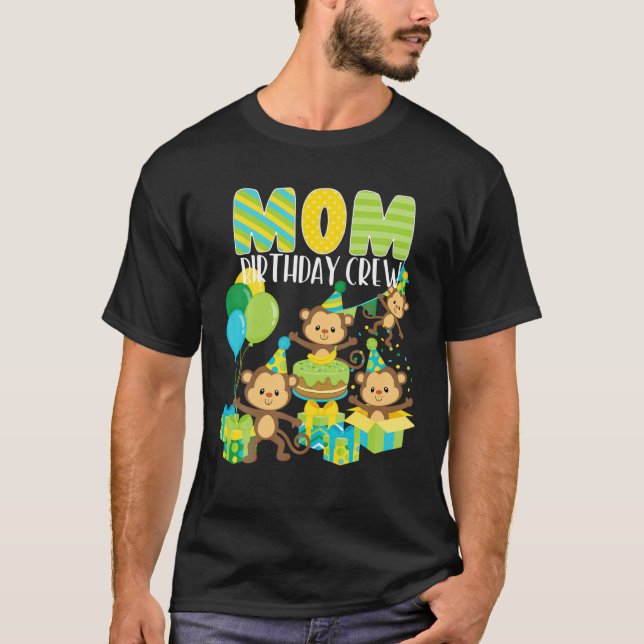 Camiseta Aniversário, Macaco Mãe, Aniversário, Tripulação F (Frente)