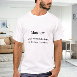 Camiseta Aniversário, mito da lenda, nome da lenda diversão