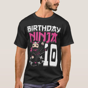 Camiseta Aniversário Ninja 10 Garota Rosa Shinobi Pensou 1