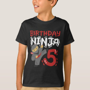 Camiseta Aniversário Ninja 5 Anos Crianças Karate 5 Birthda