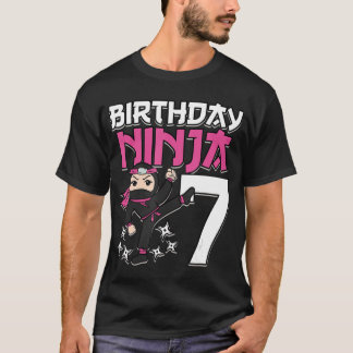 Camiseta Aniversário Ninja 7 Garota Rosa Shinobi Pensava 7 