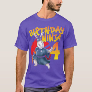 Camiseta Aniversário Ninja Bunny 4 Anos Nascer Do Quarto Di