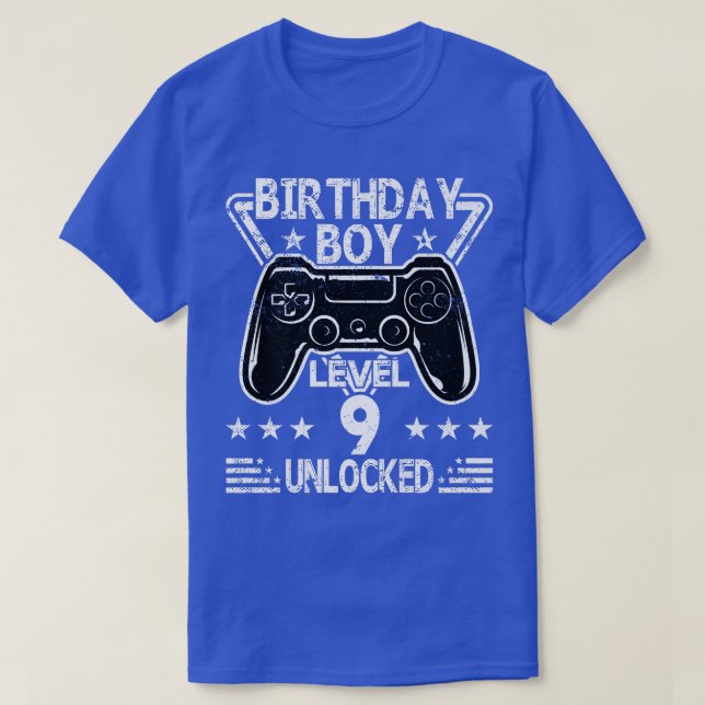 Camiseta Aniversário Nível 9 Desbloqueado 9º Aniversário Ví (Frente do Design)
