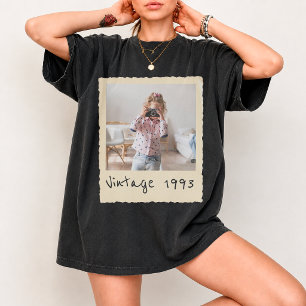 Camiseta Aniversário Nostálgico com Foto e Ano Vintage Pers