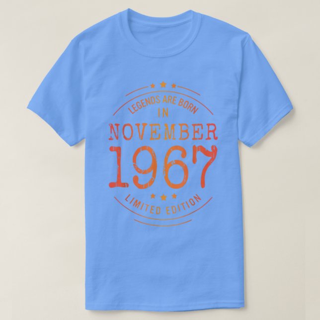 Camiseta Aniversário Novembro De 1967 Ano Edição Limitada U (Frente do Design)