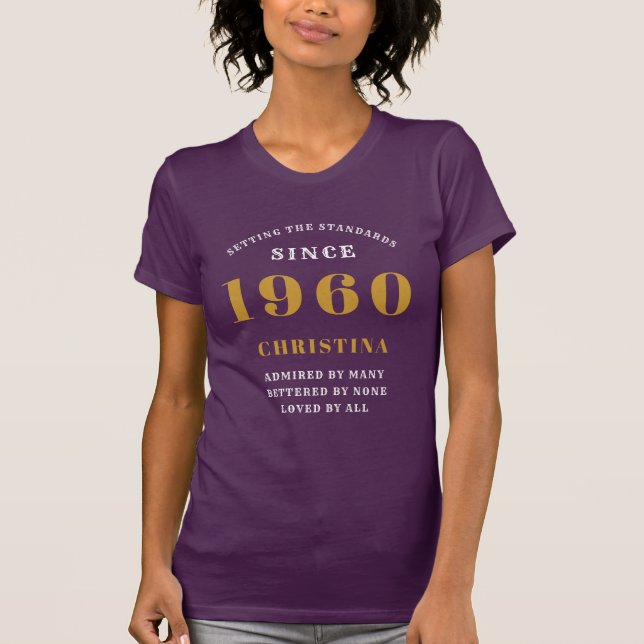 Camiseta Aniversário Personalizado 1960 Senhoras Douradas R (Frente)