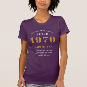 Camiseta Aniversário Personalizado, 1970 Douradas Esposas R
