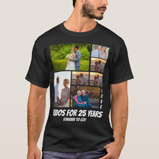Camiseta Aniversário Personalizado de 25 Anos 7 Colagem de  (Frente)
