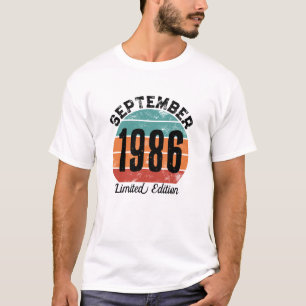 Camiseta Aniversário Personalizado Setembro 1986 Edição Lim