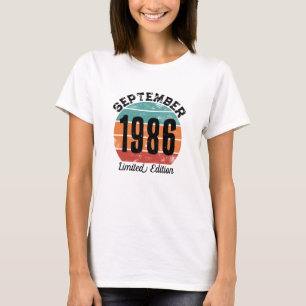 Camiseta Aniversário Personalizado Setembro 1986 Edição Lim