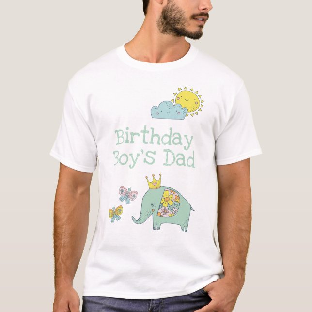 Camiseta Aniversário Personalizável de Elefante e Borboleta (Frente)
