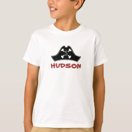 Camiseta Aniversário Pirata da Rapariga Vermelha e Branca