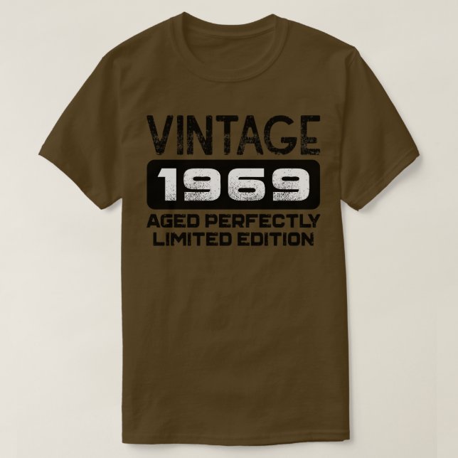 Camiseta Aniversário Presente Vintage 1969 Idade Perfeita (Frente do Design)