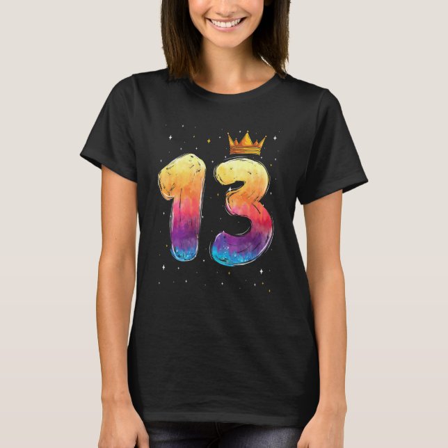 Camiseta Aniversário Princesa Garota Tie Dye 13 Treze Anos  (Frente)