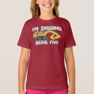 Camiseta Aniversário que do miúdo o 5o eu estou escavando