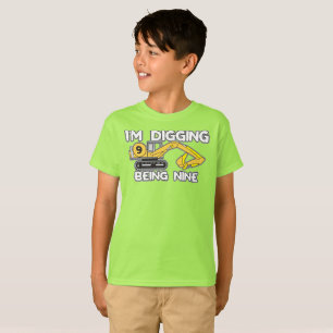 Camiseta Aniversário que do miúdo o nono eu estou escavan