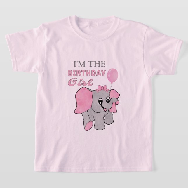 Camiseta Aniversário Rapariga Rosa Elefante Bebê (Postura )