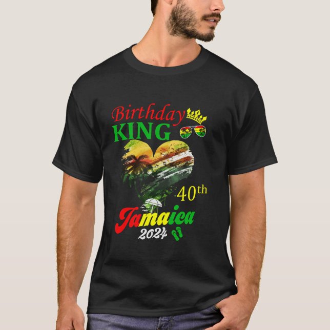 Camiseta Aniversário Rei Jamaica 40 Férias jamaicanas (Frente)