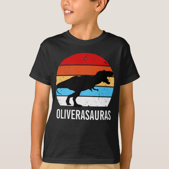 Camiseta Aniversário - Tee do Dinossauro Personalizado (Frente)