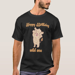 Camiseta Aniversário Um Leão Selvagem Animais Celebrando Ga