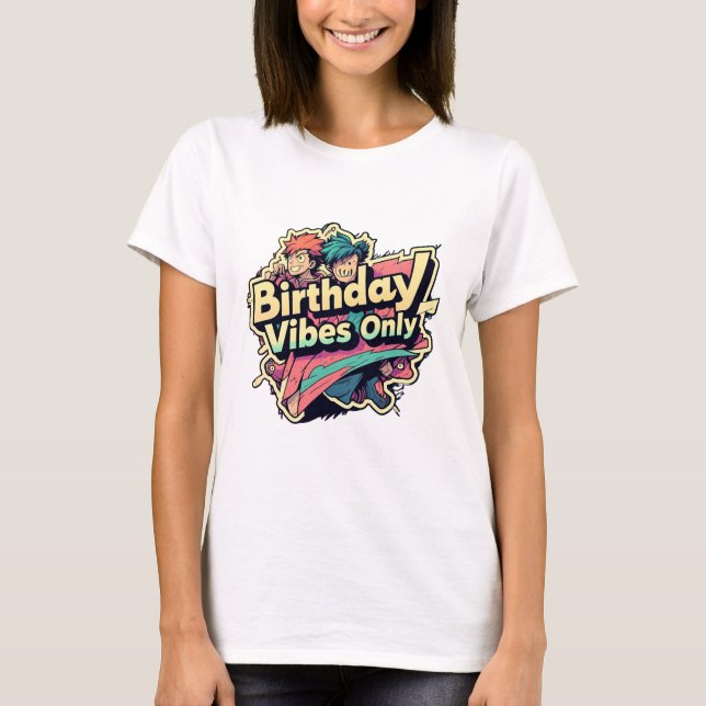 Camiseta Aniversário Vibes Apenas Estilo de Anime (Frente)