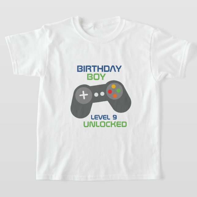Camiseta Aniversário Videos games de Menino da Festa (Postura )