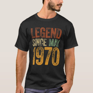 Camiseta Aniversário Vintage 1970 Maio Nascido Lendário Des