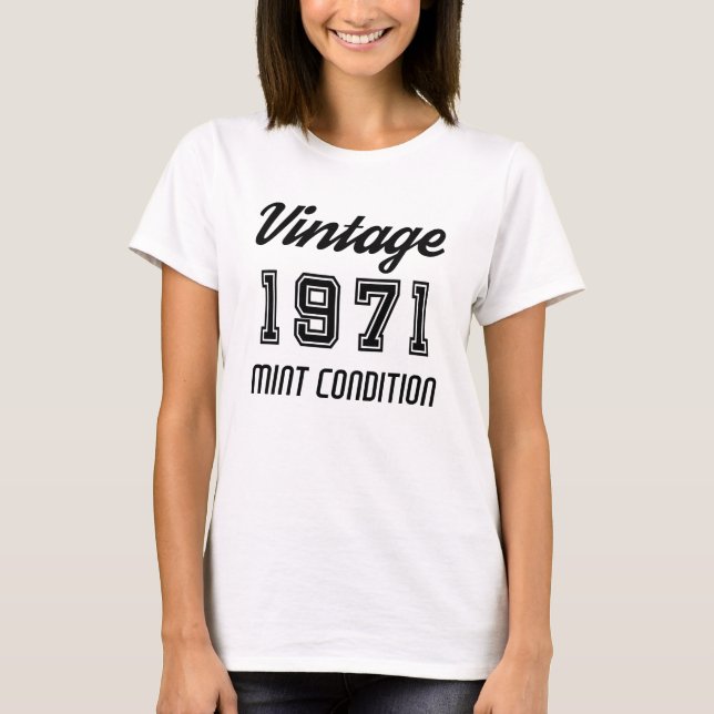 Camiseta Aniversário Vintage 1971 Condição de Pristina (Frente)