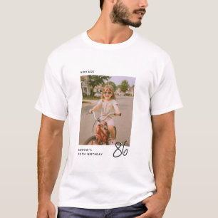 Camiseta Aniversário Vintage Qualquer Idade Foto Personaliz