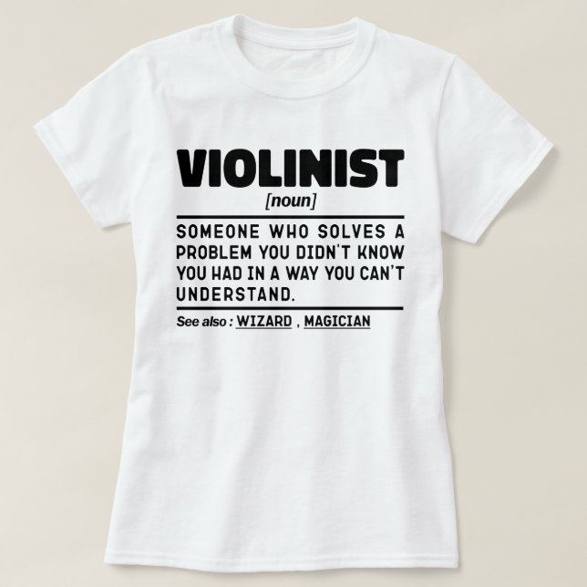 Camiseta Aniversário Violinista de Nova Definição Violino (Frente do Design)