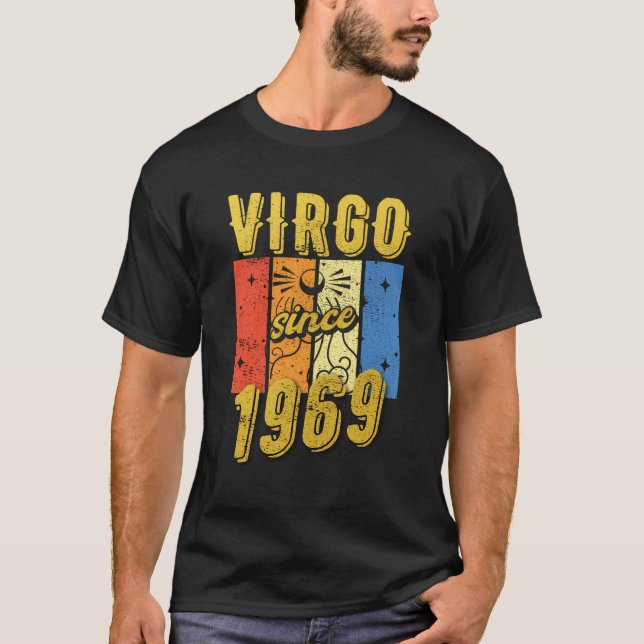 Camiseta Aniversário Virgo 1969 Sinal Zodiac (Frente)