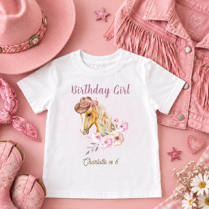 Camiseta Aniversário Western Floral Cavalo Cowgirl