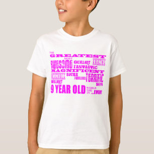 Camiseta Aniversários das meninas 9os: Grande criança de