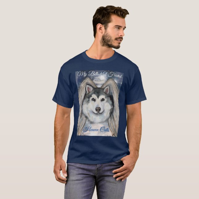 Camiseta Anjo Alaskan Malamute (Frente Completa)