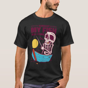 Camiseta Anjo barco de pesca esqueleto caveira pescador