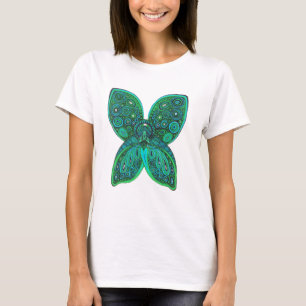 Camiseta Anjo da borboleta com as asas do verde azul