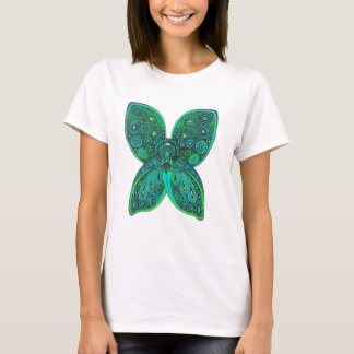 Camiseta Anjo da borboleta com as asas do verde azul