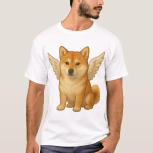 Camiseta Anjo de desenho animado Shiba Inu fofo cachorro fe