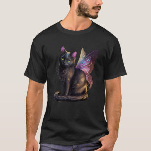 Camiseta Anjo de Gatinho com Motivo de Gato Fofo