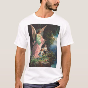 Camiseta Anjo de guardião protegendo crianças perto de uma 