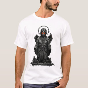 Camiseta Anjo de Pedra Antiga com Olhos Brilhantes Escuro G
