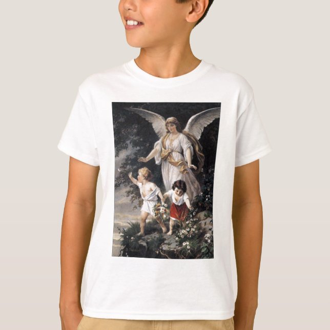 Camiseta Anjo de The Guardian e crianças, pintura do (Frente)