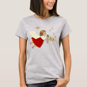 Camiseta Anjo de Trompete e Estrela de Natal