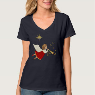 Camiseta Anjo de Trompete e Estrela de Natal