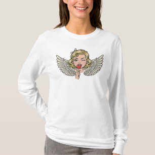 Camiseta Anjo do Piscar Vintage: Coração de Arte Pop Retrô
