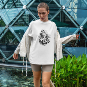 Camiseta Anjo Feminino Desenhado À Mão Do Crânio