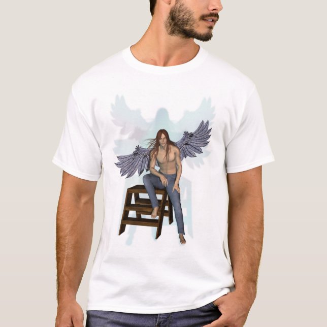 Camiseta Anjo na calças de ganga (Frente)