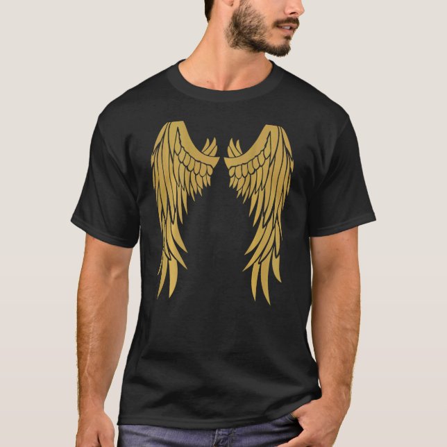 Camiseta Anjo nas costas - Dourado Glam Forte (Frente)