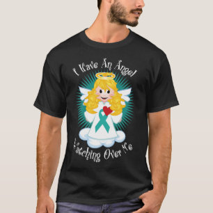 Camiseta Anjo que olha sobre mim a fita da cerceta